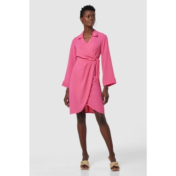 Closet London Plus Curved Wrap Mini Dress, Hot Pink Summer Sun Sz 18, RPP £70 - Picture 1 of 16